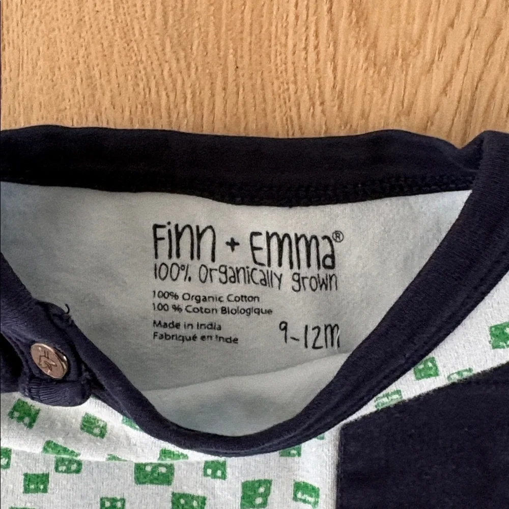 Finn + Emma‎ Organic Cotton Footed One Piece 9-12M Green Print Baby Pajamas